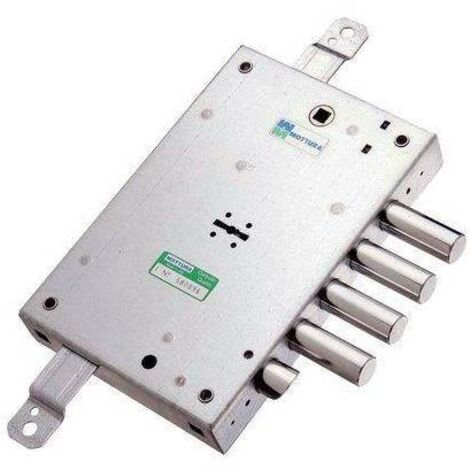 Cerradura para puerta blindada derecha triple (distancia entre ejes 28 mm) – 4 pernos – Mottura