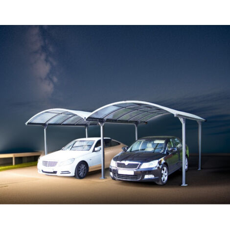 techo para coche redondeado de aluminio con techo de policarbonato 600x480