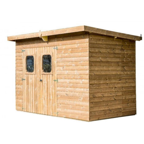 Caseta de jardín de madera tratada térmicamente de 19 mm – 276 x 180 cm – techo de acero y puerta de cristal – THE2818.02T Foresta