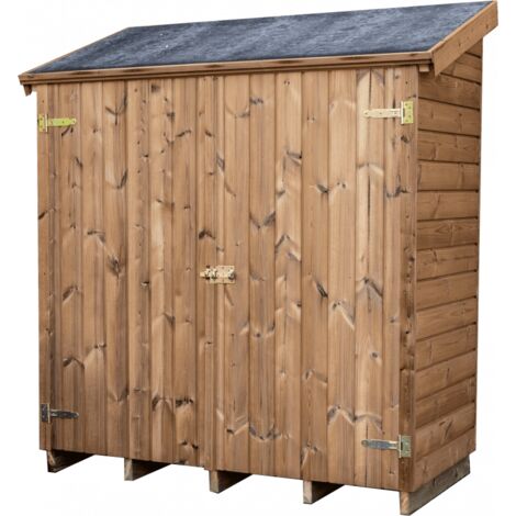 Caseta de jardín de madera tratada térmicamente de 19 mm, 163 x 72 cm, compacta, con suelo y 2 estantes, color bosque THE1708.01N