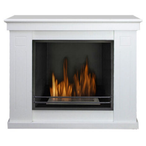 Camino de bioetanol Raffaello – 3 kW – estructura en madera MDF blanca 83x98x32 cm
