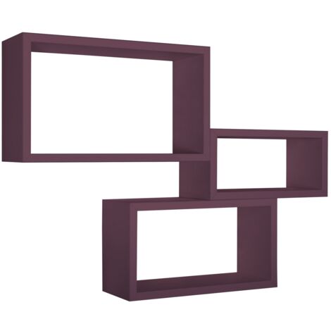 Estantes de pared rectangulares conjunto de 3 pc mod. Trittico Violeta berenjena (1/4)