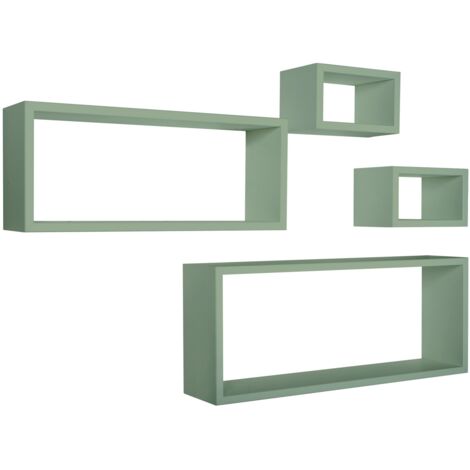 Estantes rectangulares de pared conjunto de 4 pc mod. Merlino Verde azulado (1/5)