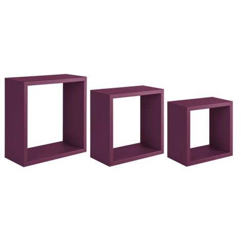 Estantes de pared cúbicos conjunto de 3 pc mod. InCubo Violeta berenjena