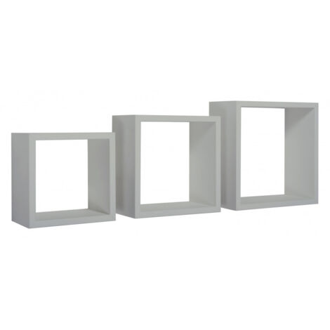 Juego de 3 estantes de pared, cubos decorativos, color gris piedra, medidas: 35x35, 30x30 y 25x25 cm (15,5 cm) - Nightmare (1/4)