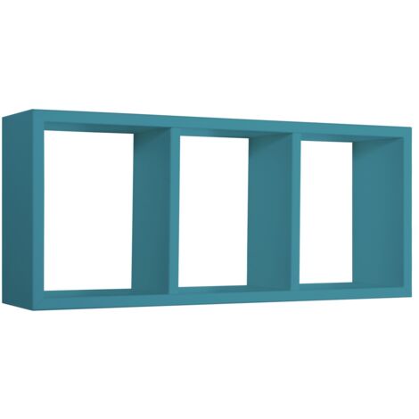 Estante rectangular de pared 3 compartimentos mod. Tristano Azul