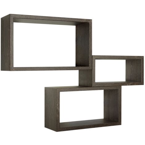 Estantes de pared rectangulares conjunto de 3 pc mod. Trittico Roble oscuro (1/4)
