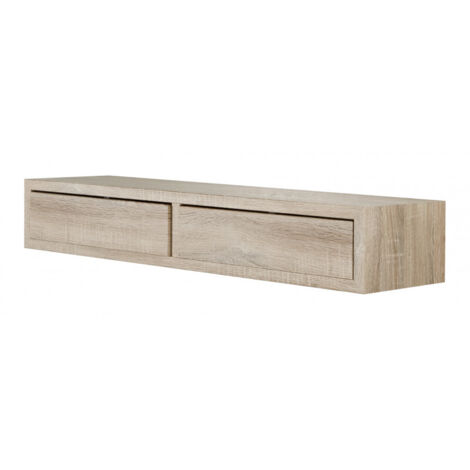 Estantería de pared con cajón, mesita de noche suspendida, estante de pared, roble Sagerau, 88,2 x 13,4 x 23,7 cm - Domino Maxi