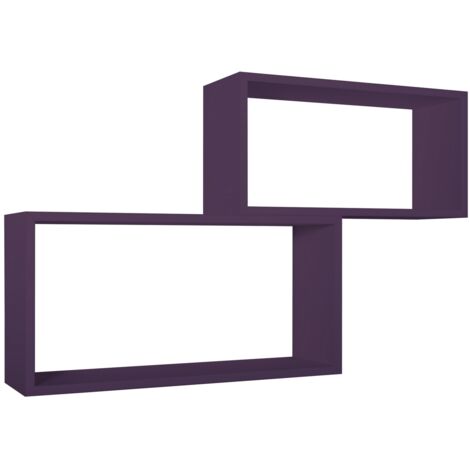 Estantes de pared rectangulares conjunto de 2 pc mod. Bislungo Violeta berenjena (1/5)