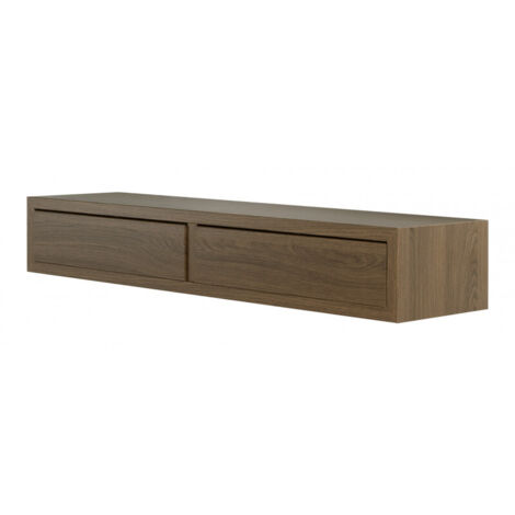 Estantería de pared con cajón, mesita de noche suspendida, estante de pared, roble tabaco, 88,2 x 13,4 x 23,7 cm - Domino Maxi