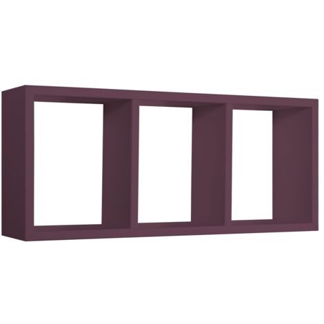 Estante rectangular de pared 3 compartimentos mod. Tristano Violeta berenjena