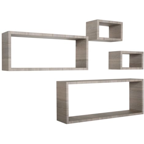Estantes rectangulares de pared conjunto de 4 pc mod. Merlino Roble moka (1/4)