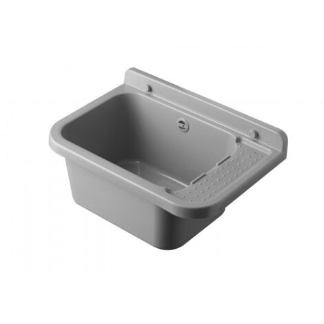 Desagüe de pared exterior con rebosadero, 50 x 34 cm, gris, para jardín y garaje, kit de montaje y drenaje, Negrari