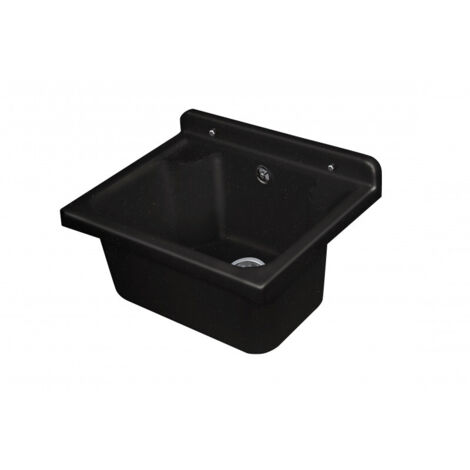 Mini fregadero de pared para exterior, 42,5 x 34 cm, negro, compacto y resistente, para jardín y garaje, kit de montaje, Negrari