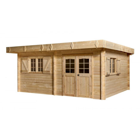 Caseta de jardín de madera 500x400 cm – Madera maciza de 42 mm – Techo plano de acero – BRE5040.02 Foresta (1/5)