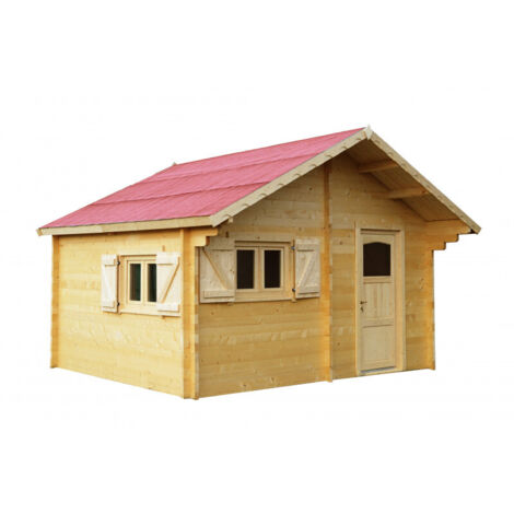 Cabaña de madera 500x400 cm – Paredes de 60 mm – Techo rojo de 26° – Ventanas de doble acristalamiento – CZ5040.02 Foresta (1/5)