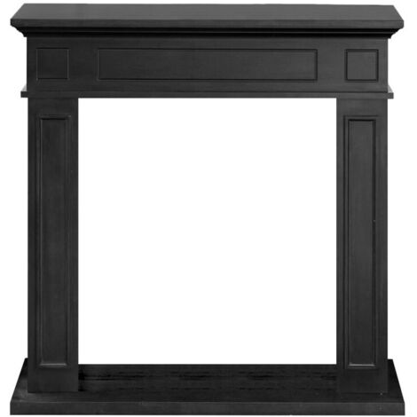 Marco para chimenea con revestimiento de madera negra Jefferson (ancho 89,5 x alto 90,5 x profundidad 28)