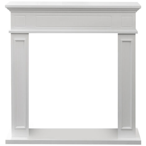 Marco para chimenea con revestimiento de madera blanca Jefferson (ancho 89,5 x alto 90,5 x profundidad 28)
