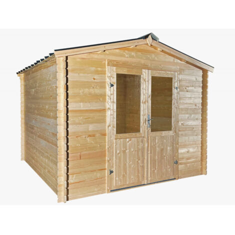 Caseta de jardín de madera 280x280 cm – Abeto de 28 mm con techo de acero galvanizado – Puerta de doble acristalamiento – BAX3030.02 Foresta (1/3)