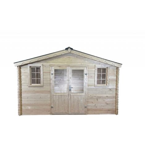 Caseta de jardín de madera 380x480 cm – Abeto de 28 mm con techo de acero galvanizado – Puerta y ventana dobles – BAX4050.02 Foresta (1/3)