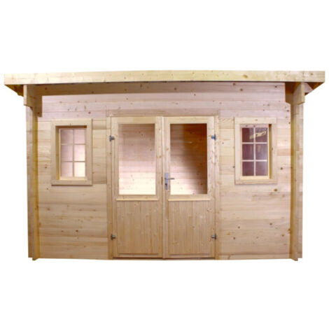 Caseta de jardín de abeto de 374x374 cm – Grosor de pared: 42 mm – Techo de acero galvanizado – Puerta de cristal – FA4040.02 Foresta (1/3)