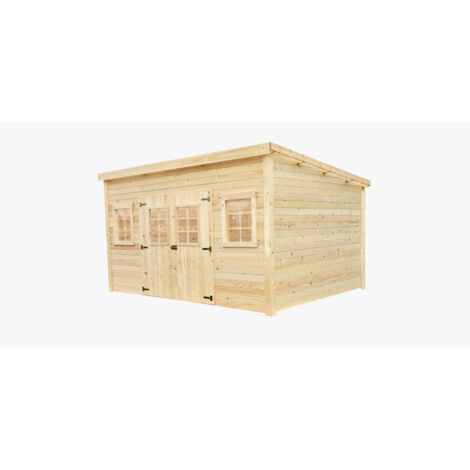 Caseta de jardín de madera 380x280 cm – Espesor de pared 28 mm – Techo de policarbonato – Ventanas fijas – LA4030 Foresta