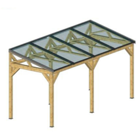Cochera con paneles fotovoltaicos de 2 kW – 4,63 x 1,82 m – madera tratada térmicamente – WT1846TH Foresta