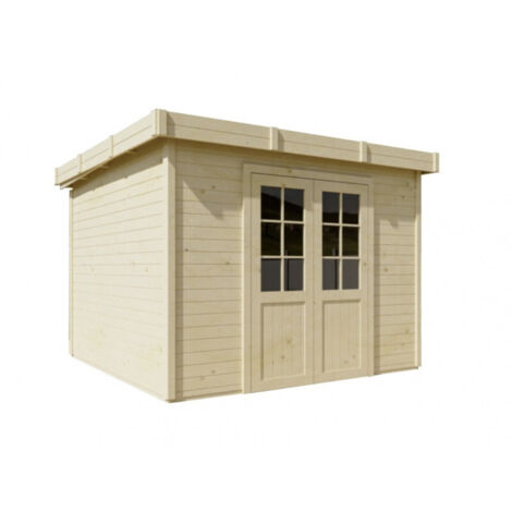 Caseta de jardín de madera 280x280 cm – Espesor de pared 28 mm – Techo plano de acero galvanizado – Ventanas de cristal – SLX3030 Foresta (1/3)