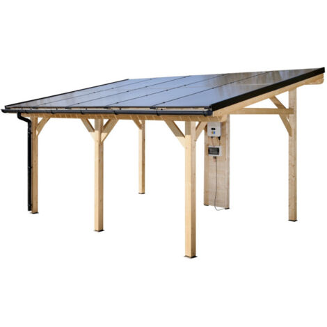 Cochera con sistema fotovoltaico de 5kW, 349x460 cm, 10 paneles, tejado a una sola pendiente, uso exterior, WT3546 Foresta