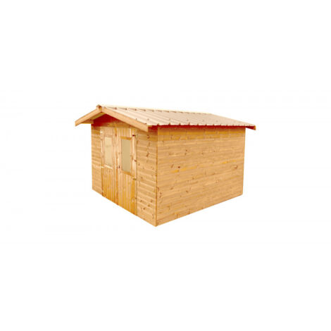 Caseta de jardín de madera 300x300 cm – Grosor de pared 28 mm – Abeto Douglas y techo de acero – DUB3030 Foresta (1/3)