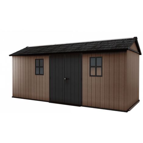 Caseta de jardín de resina EVOTECH+, 539 x 230 cm, con suelo y puerta doble, carga de nieve de 150 kg/m², Newton Plus 7517/1775, marrón, Keter (1/5)