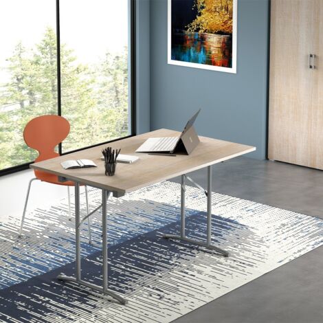 Mesa plegable 125x75 con patas de metal y tapa de roble de 22 mm, 60 kg - Terraneo (1/5)