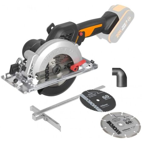 Sierra circular sin escobillas Worx WX531.9 de 20 voltios, cuerpo de 120 mm, para cortar hasta 41 mm. (1/5)
