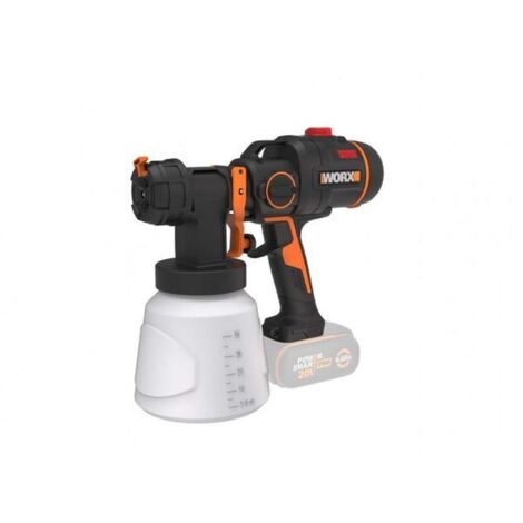 Pulverizador eléctrico sin escobillas Worx WX020.9 de 20 voltios con depósito de 1000 ml y cuerpo del pulverizador de pintura. (1/2)