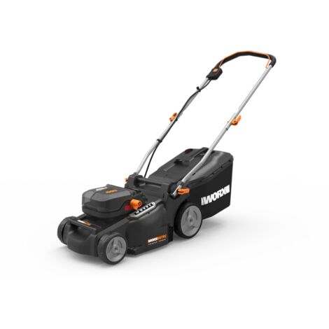 Cortacésped inalámbrico Worx WG737E 40V Nitro sin escobillas 2 en 1, ancho de corte de 37 cm, para jardines de hasta 550 m² con recolector de césped de 40 L.