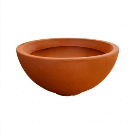 Jarrón de diseño de Ø65 cm y 32 cm de alto, fabricado en polímero de terracota resistente para plantas de interior y exterior Monacis.