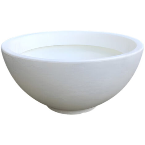 Jarrón de diseño de Ø45 cm y 22 cm de alto, fabricado en polímero blanco resistente para plantas de interior y exterior. Hecho en Italia - Monacis