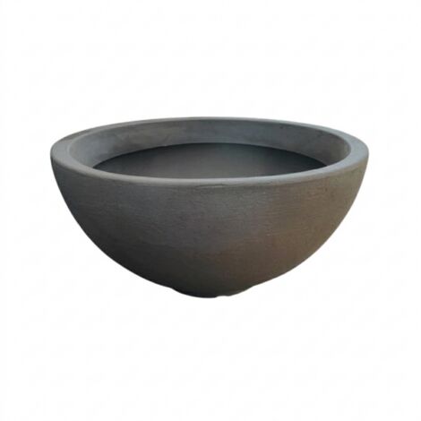 Jarrón de diseño de Ø85 cm y 43 cm de alto, fabricado en polímero resistente de color antracita para plantas de interior y exterior