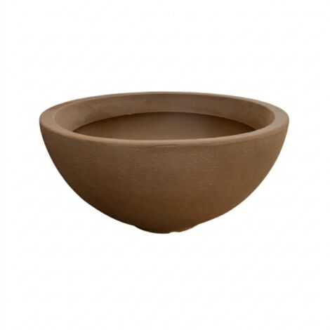 Jarrón de diseño de Ø85 cm y 43 cm de alto, fabricado en polímero bronce resistente para plantas de interior y exterior. Hecho en Italia - Monacis