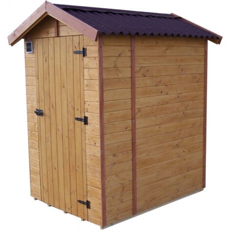 Caseta de baño de madera con inodoro seco y LED solar – 120 x 120 cm – Paneles de 16 mm – Inodoro de exterior independiente – ED1414WC Foresta