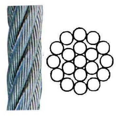 Cuerda de acero galvanizado de 19 hilos para electricista, 100 m, diámetro 3 mm (1/2)