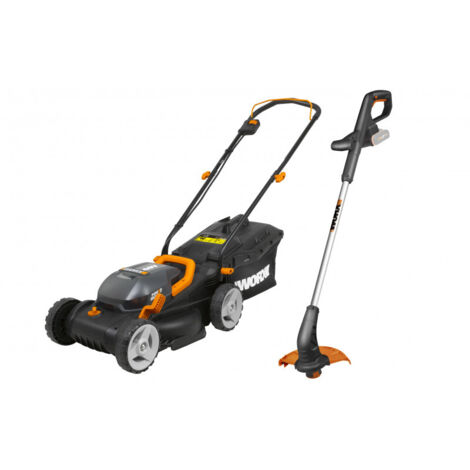 Conjunto de cortacésped y bordeadora inalámbricos Worx WG927E de 40 voltios con dos baterías de 2 Ah para jardines de hasta 280 m². (1/5)