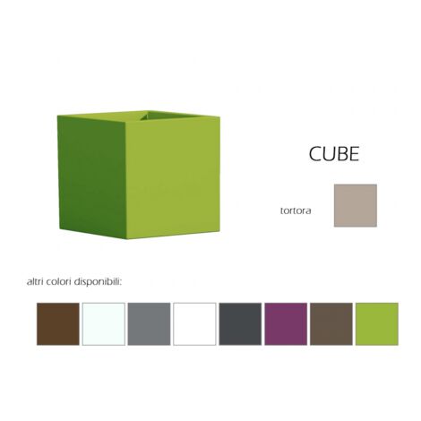 Jarrón de diseño moderno de 40x40 cm, H40, en polímero resistente de color gris paloma, apto para interiores y exteriores - Fabricado en Italia (1/5)