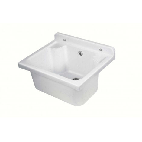 Mini lavabo de pared para exterior, 42,5 x 34 cm, mármol, compacto y resistente, para jardín y garaje, kit de montaje, Negrari (1/5)
