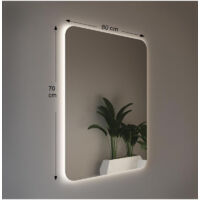 Espejo de pared retroiluminado LED 80X70 espesor 4 mm, cm con esquinas redondeadas