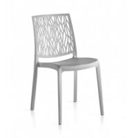 Conjunto de 4 sillas de resina monobloque "London Twist" de Flow, color gris claro