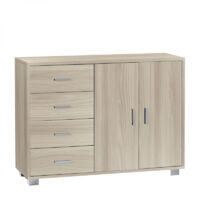 Mueble móvil con 2 puertas y 4 cajones, 116L x 41P x h86 – Acabado Olmo Claro – Sarmog