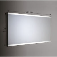 Espejo de pared retroiluminado LED rectangular 120x70 cm, grosor 4 mm, marco cromo brillante