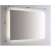 Espejo de Pared Rectangular 100x70 cm grosor 4 mm con Iluminación Perimetral