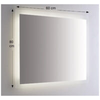 Espejo de pared retroiluminado LED rectangular 60x80 cm grosor 4 mm
